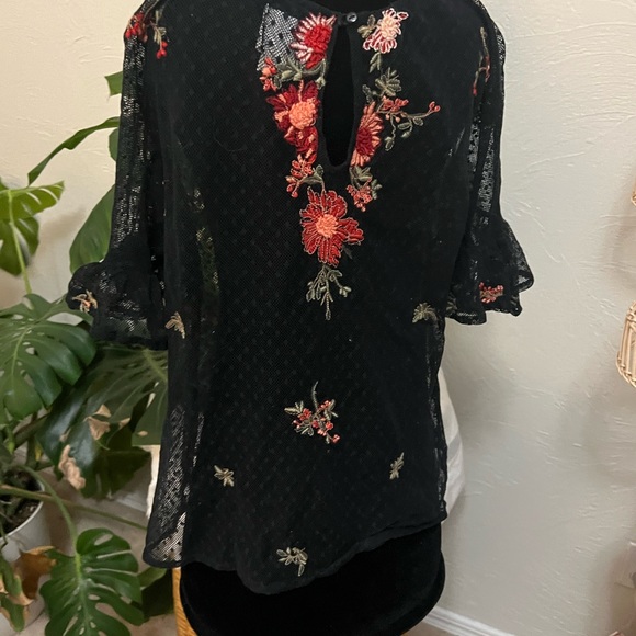 Anthropologie Maeve Black Embroidered top - Picture 5 of 7
